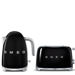 Smeg Jug Kettle & 2 Slice Toaster Set - Black