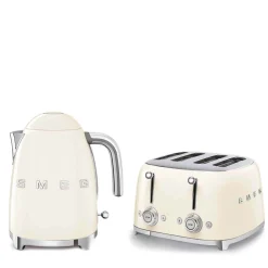 Smeg Jug Kettle & 4 Slice Toaster Set - Cream