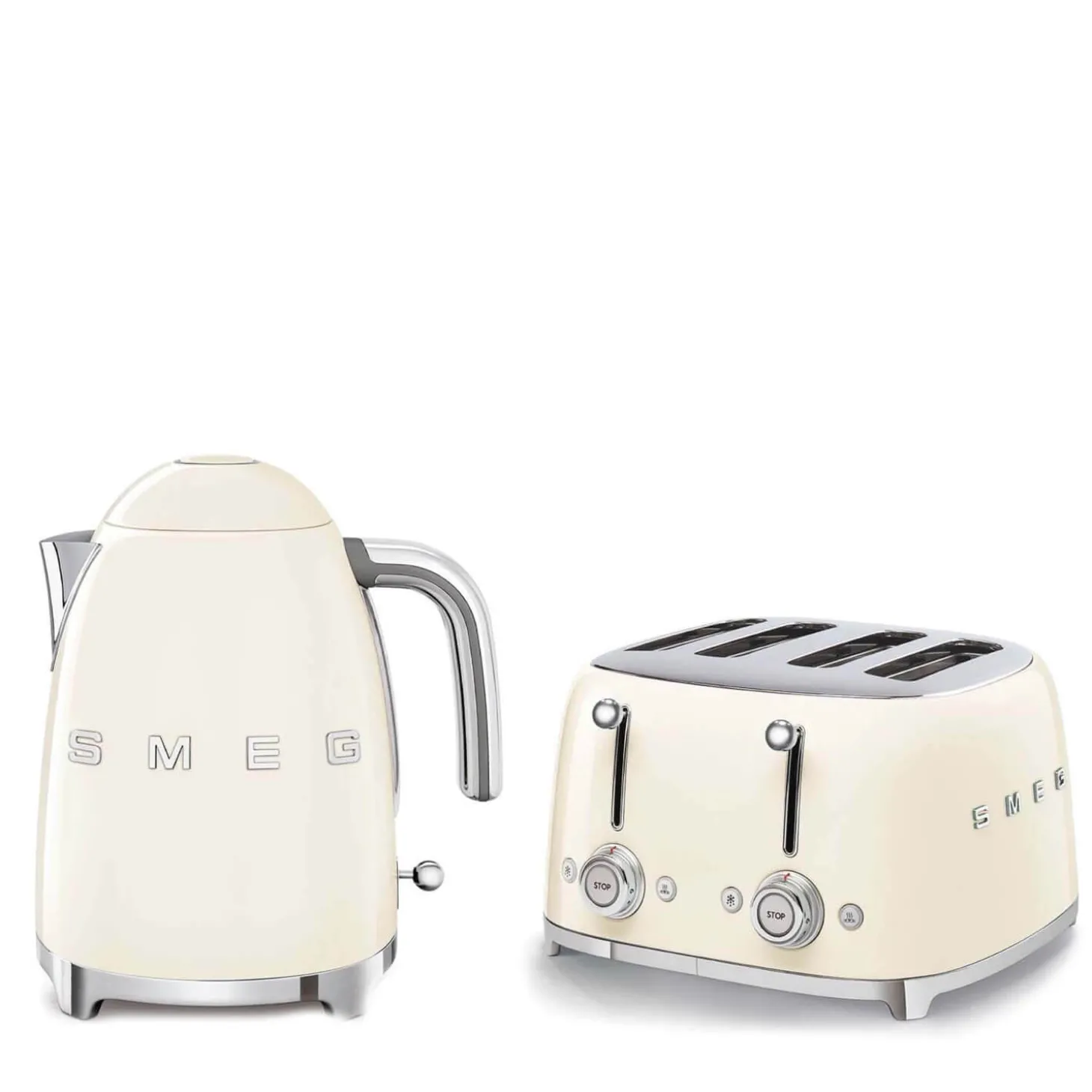 Smeg Jug Kettle & 4 Slice Toaster Set - Cream