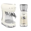 Smeg 50's Style Retro ECF02CRUK Espresso Coffee Machine & CGF11CRUK Coffee Grinder - Cream