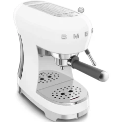 Smeg 50's Style Retro ECF02WHUK Espresso Coffee Machine & CGF11WHUK Coffee Grinder - White