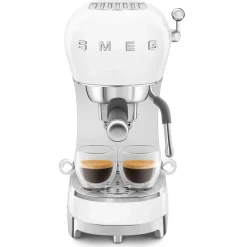 Smeg 50's Style Retro ECF02WHUK Espresso Coffee Machine & CGF11WHUK Coffee Grinder - White