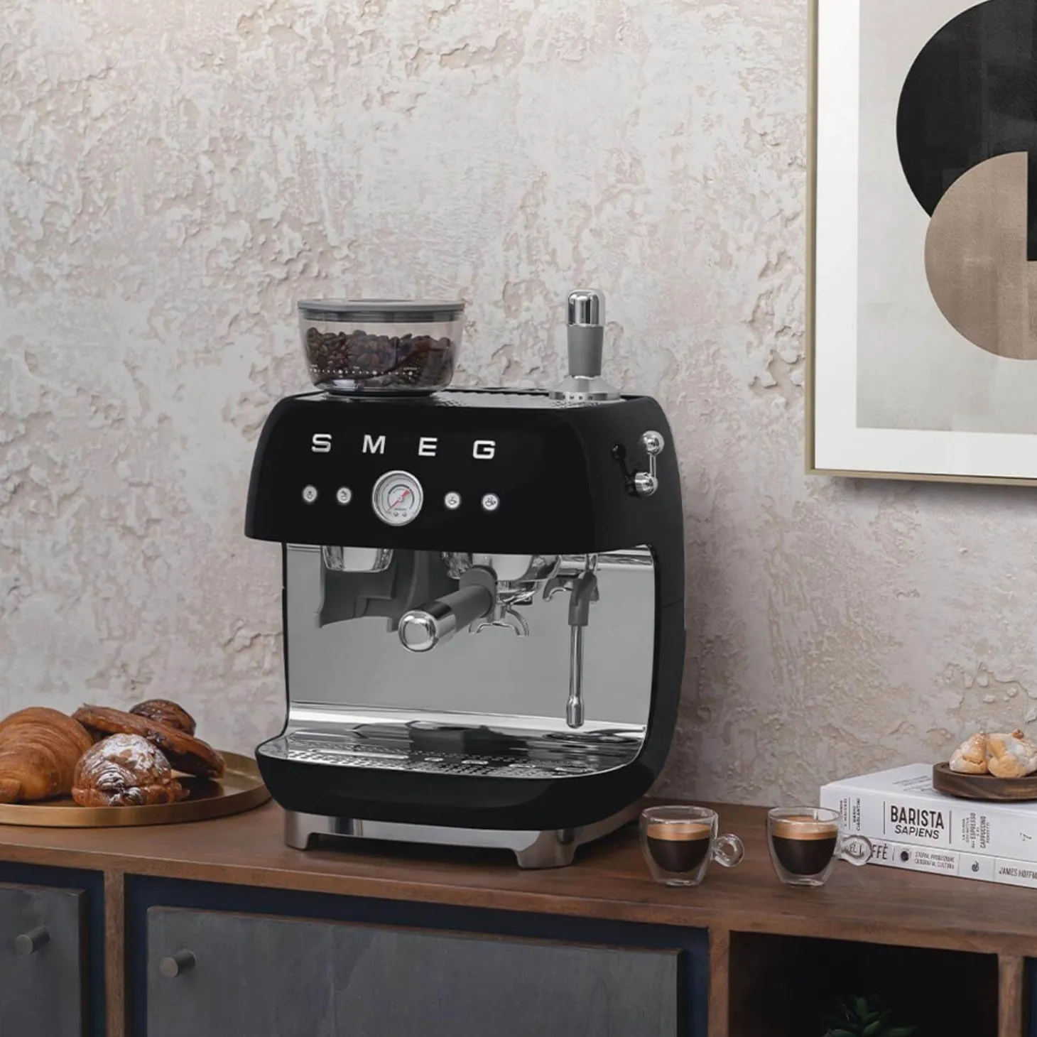 Smeg 50s Style Retro EGF03 Bean-to-Cup Espresso Coffee Machine - Black