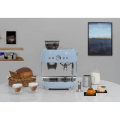 Smeg 50s Style Retro EGF03 Bean-to-Cup Espresso Coffee Machine - Pastel Blue
