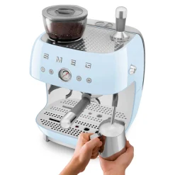 Smeg 50s Style Retro EGF03 Bean-to-Cup Espresso Coffee Machine - Pastel Blue
