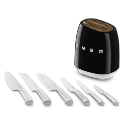 Smeg 50's Style Retro KBSF02 7-Piece Knife Block Set - Black