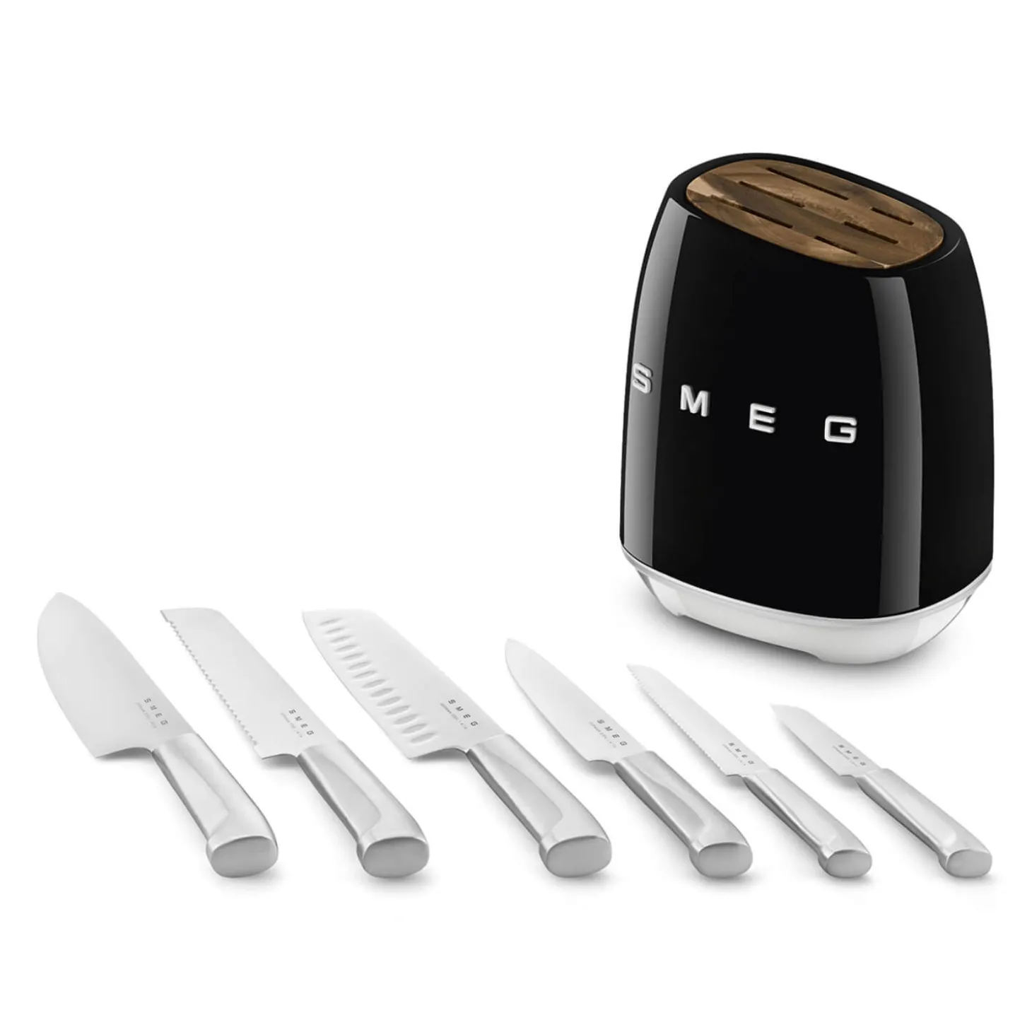 Smeg 50's Style Retro KBSF02 7-Piece Knife Block Set - Black