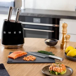 Smeg 50's Style Retro KBSF02 7-Piece Knife Block Set - Black