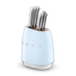 Smeg 50's Style Retro KBSF02 7-Piece Knife Block Set - Pastel Blue