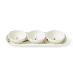 Sophie Conran Porcelain 3 Dip Bowls & Tray Set - Lavandula