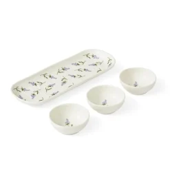 Sophie Conran Porcelain 3 Dip Bowls & Tray Set - Lavandula