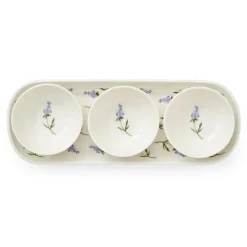 Sophie Conran Porcelain 3 Dip Bowls & Tray Set - Lavandula