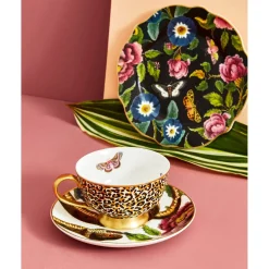 Spode Creatures of Curiosity Coupe Tea Cup & Saucer - Leopard / Snake