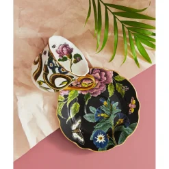 Spode Creatures of Curiosity Fluted Cup & Saucer - Dark Floral/Snake