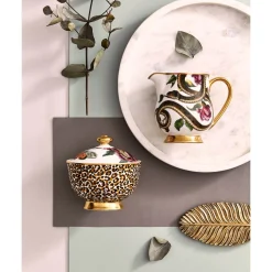 Spode Creatures of Curiosity Sugar Bowl with Lid - Floral / Leopard