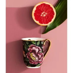 Spode Creatures of Curiosity Mug - Floral / Black