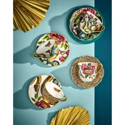 Spode Creatures of Curiosity Coupe Tea Cup & Saucer - Dark Floral