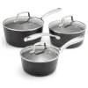 Stellar Rocktanium 3-Piece Non-Stick Saucepan Set with Glass Lids