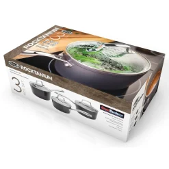 Stellar Rocktanium 3-Piece Non-Stick Saucepan Set with Glass Lids
