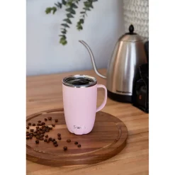 S'well 350ml Travel Mug with Handle - Pink Topaz