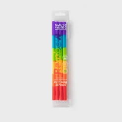 Taylor's Eye Witness 4-Piece Silicone Reusable Drinking Straws - Rainbow