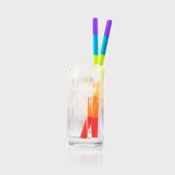 Taylor's Eye Witness 4-Piece Silicone Reusable Drinking Straws - Rainbow