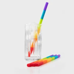 Taylor's Eye Witness 4-Piece Silicone Reusable Drinking Straws - Rainbow