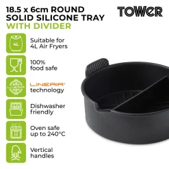 Tower Air Fryer Round Solid Tray with Divider