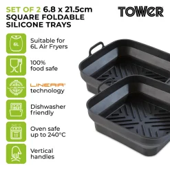 Tower Air Fryer Square Foldable Trays - Pack of 2