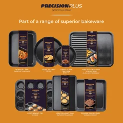 Tower Precision Plus Carbon Steel 23cm Round Non-Stick Loose Base Sandwich Tin - Black