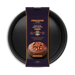 Tower Precision Plus Carbon Steel 20cm Round Non-Stick Loose Base Deep Cake Tin - Black