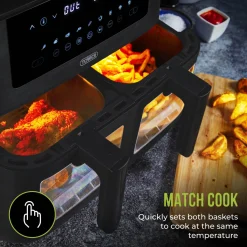 Tower T17151 Vortx 8L Vizion Dual Basket Digital Air Fryer - Black