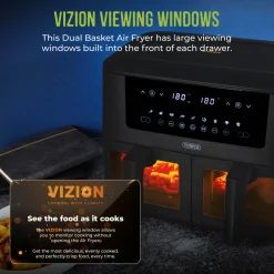 Tower T17151 Vortx 8L Vizion Dual Basket Digital Air Fryer - Black