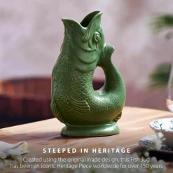 Wade Fish Earthenware 1.2 Litre Gluggle Jug - Forest Green