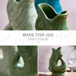 Wade Fish Earthenware 1.2 Litre Gluggle Jug - Forest Green