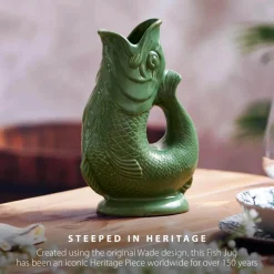 Wade Fish Earthenware 0.6 Litre Gluggle Jug - Forest Green