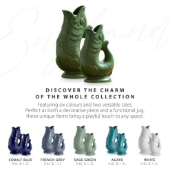 Wade Fish Earthenware 0.6 Litre Gluggle Jug - Forest Green