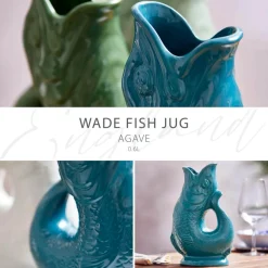Wade Fish Earthenware 0.6 Litre Gluggle Jug - Agave