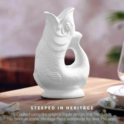 Wade Fish Earthenware 1.2 Litre Gluggle Jug - White