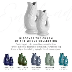 Wade Fish Earthenware 1.2 Litre Gluggle Jug - White