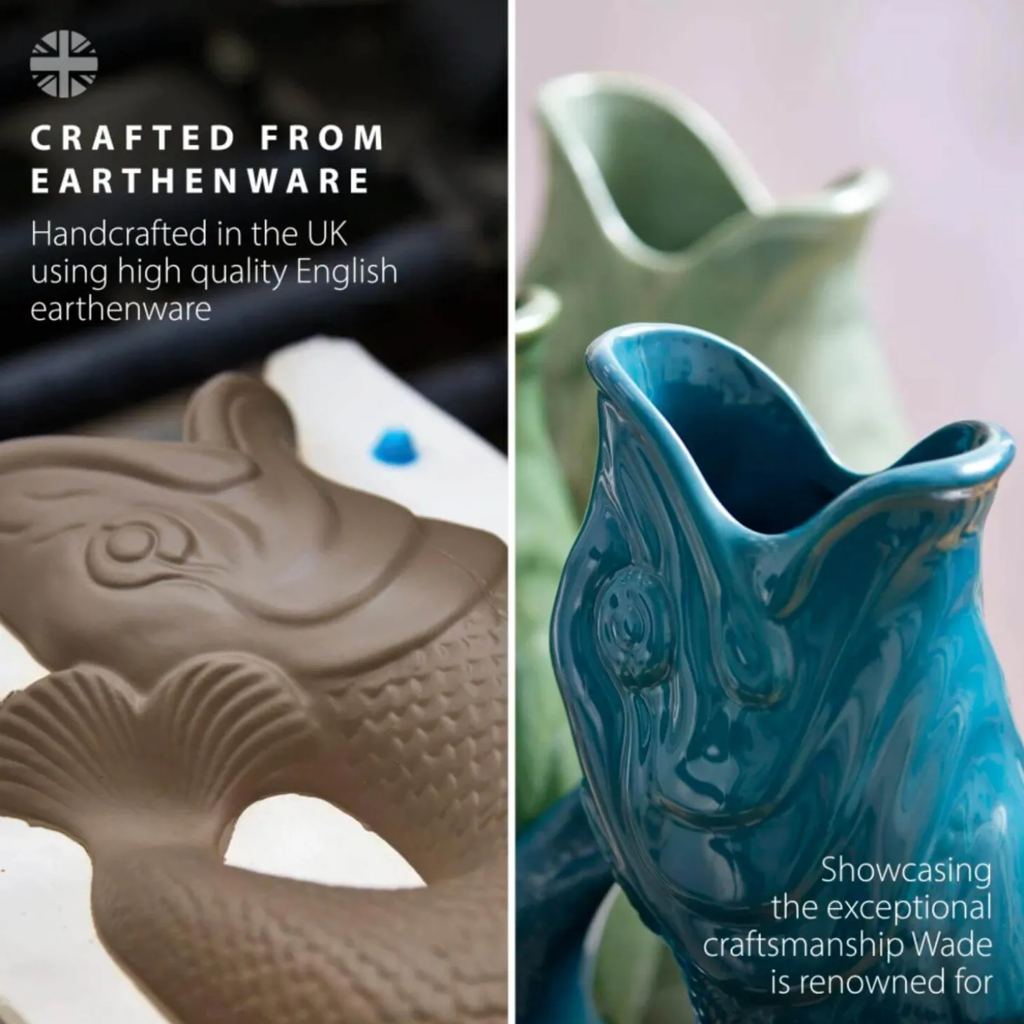 Wade Fish Earthenware 1.2 Litre Gluggle Jug - Agave