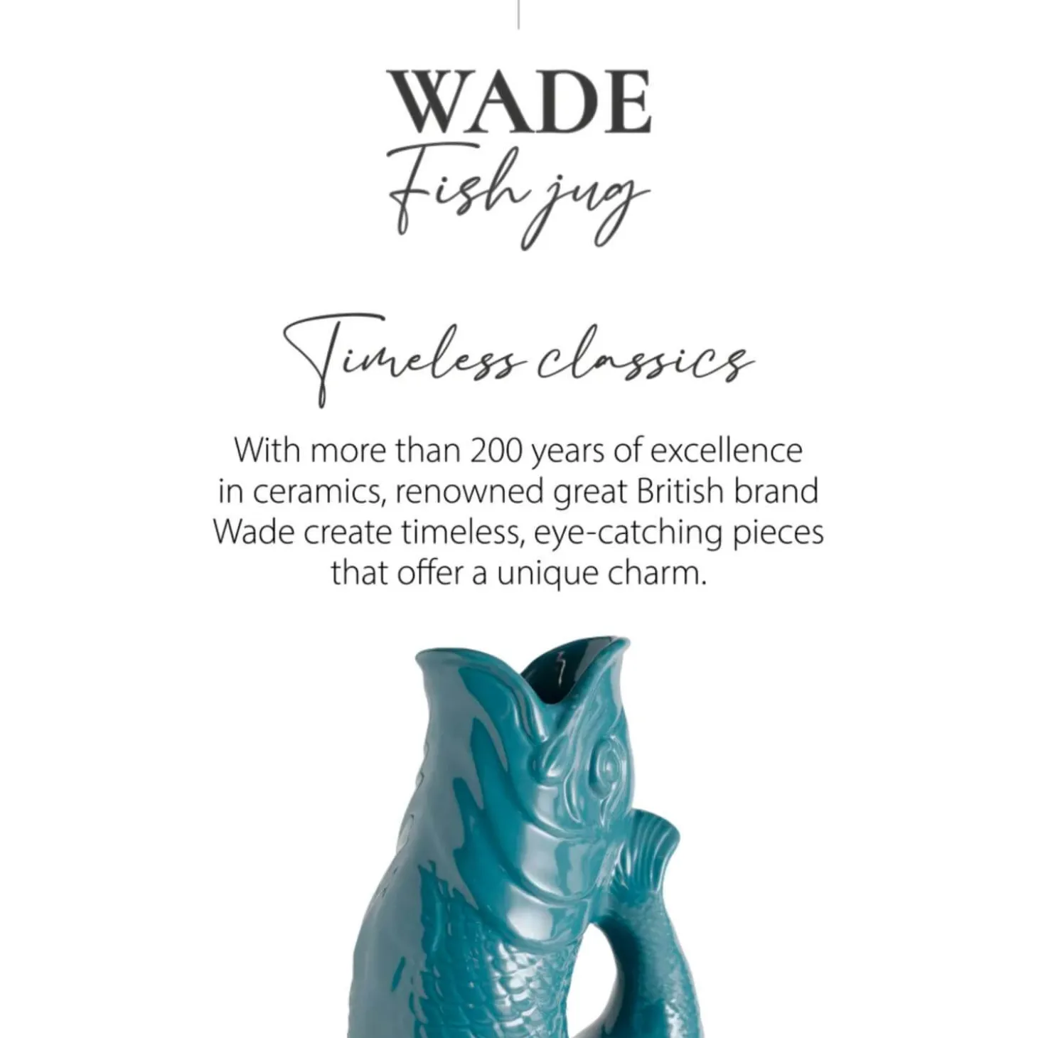 Wade Fish Earthenware 1.2 Litre Gluggle Jug - Agave