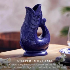 Wade Fish Earthenware 0.6 Litre Gluggle Jug - Cobalt