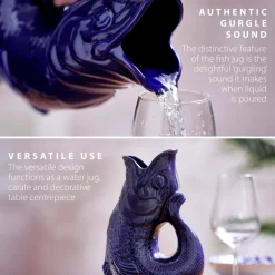 Wade Fish Earthenware 0.6 Litre Gluggle Jug - Cobalt