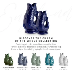 Wade Fish Earthenware 0.6 Litre Gluggle Jug - Cobalt