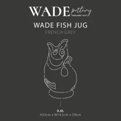 Wade Fish Earthenware 0.6 Litre Gluggle Jug - French Grey