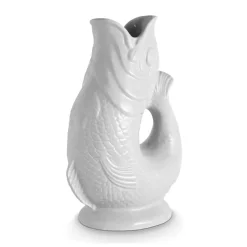 Wade Fish Earthenware 0.6 Litre Gluggle Jug - White