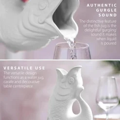 Wade Fish Earthenware 0.6 Litre Gluggle Jug - White