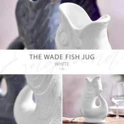 Wade Fish Earthenware 0.6 Litre Gluggle Jug - White