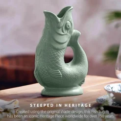 Wade Fish Earthenware 1.2 Litre Gluggle Jug - Sage